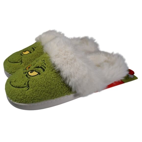 The Grinch Green Ladies Plush Fur Sherpa Slippers – Size L (9/10) Large - Picture 4 of 7